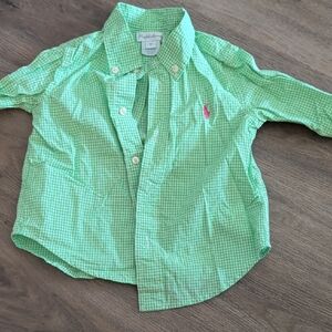 Ralph Lauren Lime Checkered Kids Button Down Shirt